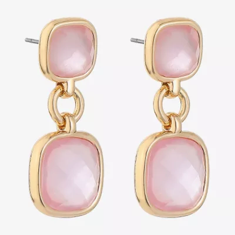 Monet Jewelry Womens Glass Cushion Hypoallergenic Drop Earrings