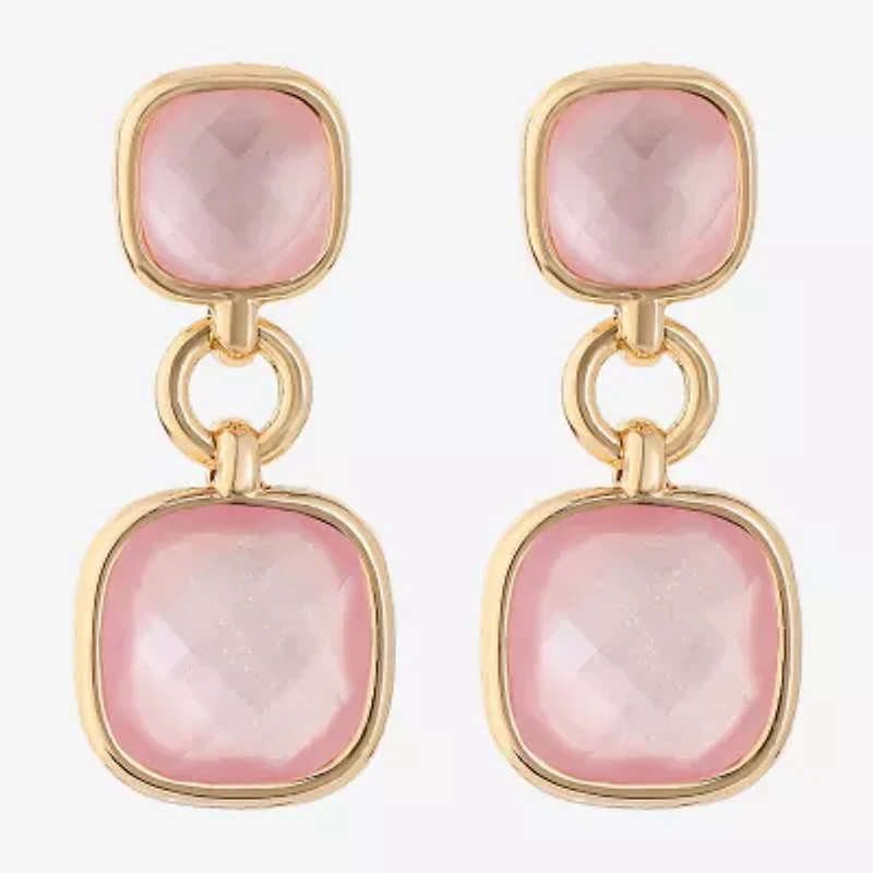 Monet Jewelry Womens Glass Cushion Hypoallergenic Drop Earrings