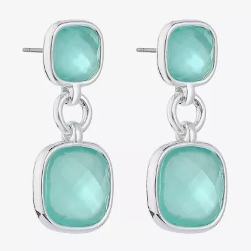 Monet Jewelry Womens Glass Cushion Hypoallergenic Drop Earrings