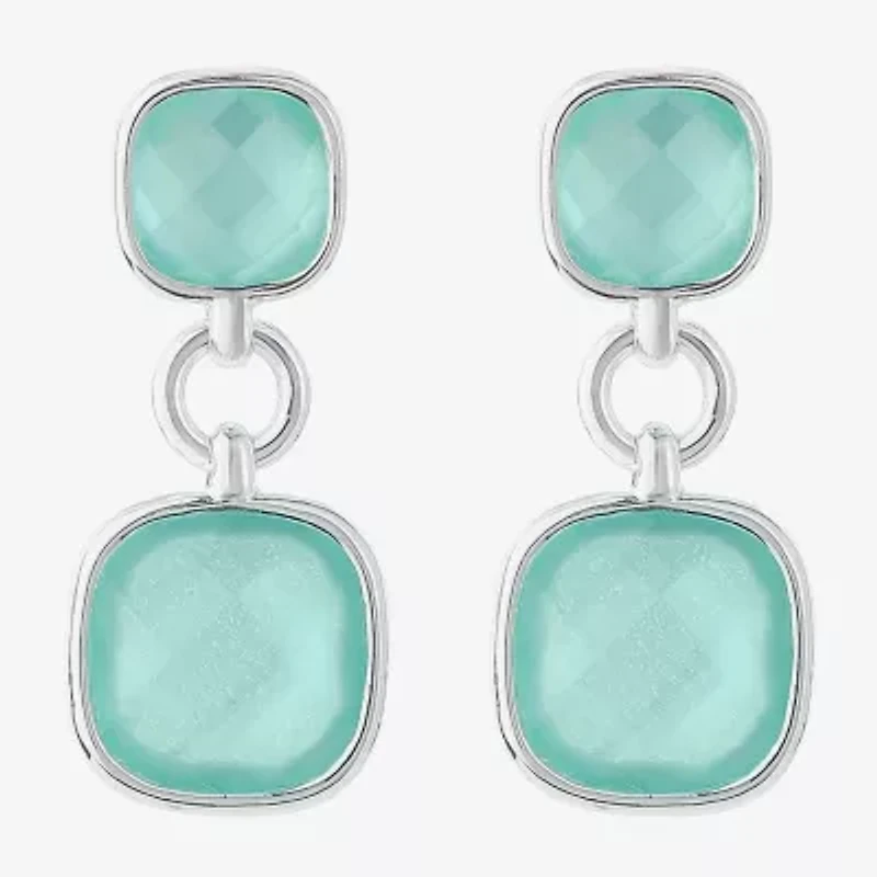 Monet Jewelry Womens Glass Cushion Hypoallergenic Drop Earrings