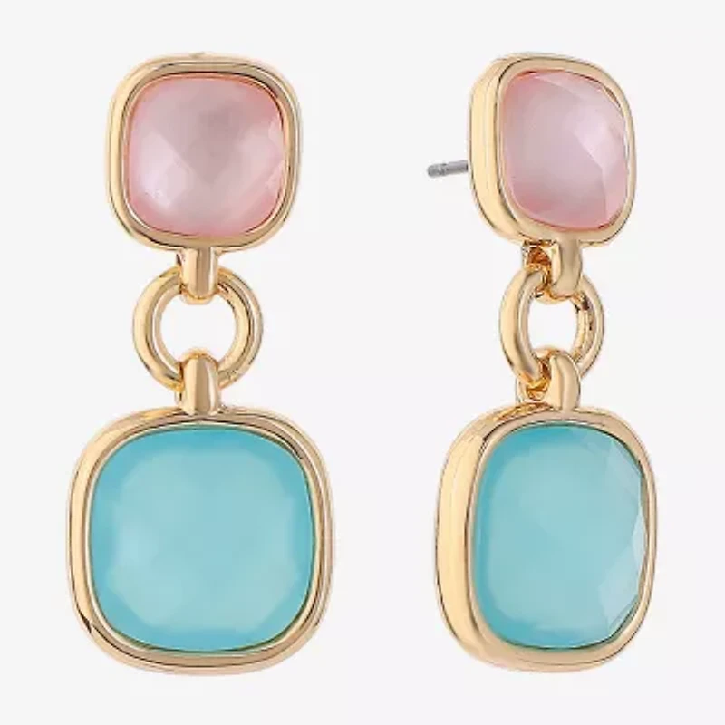Monet Jewelry Womens Glass Cushion Hypoallergenic Drop Earrings