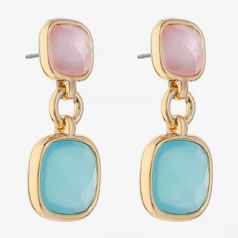 Monet Jewelry Womens Glass Cushion Hypoallergenic Drop Earrings