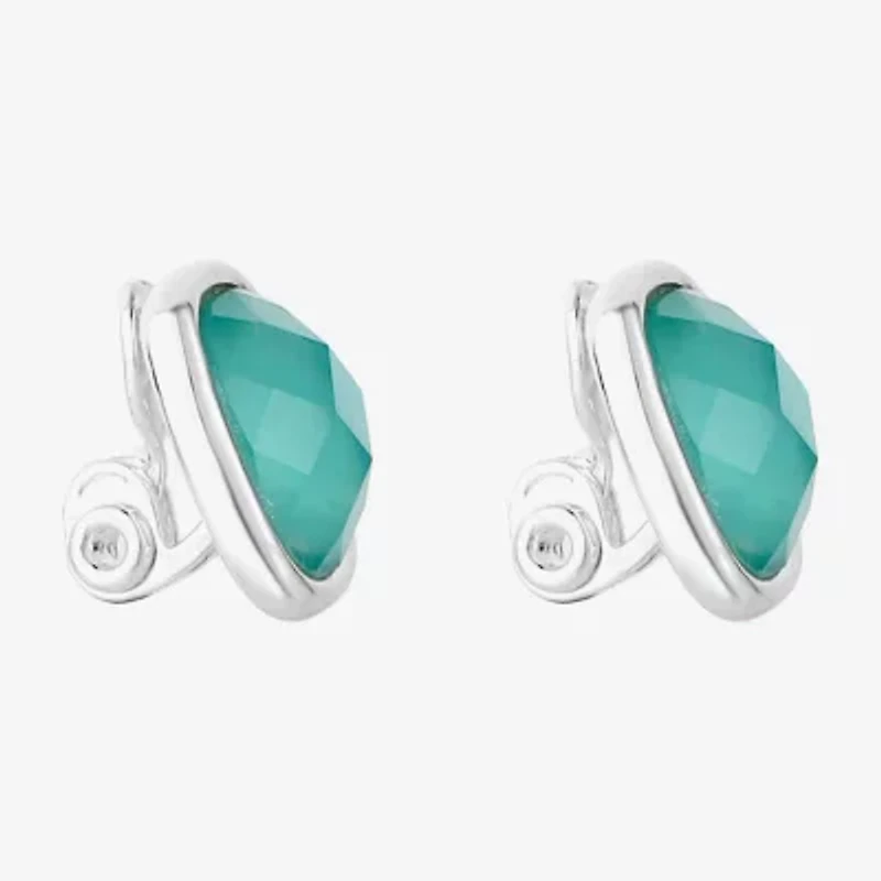 Monet Jewelry Womens Glass Cushion Clip On Earrings