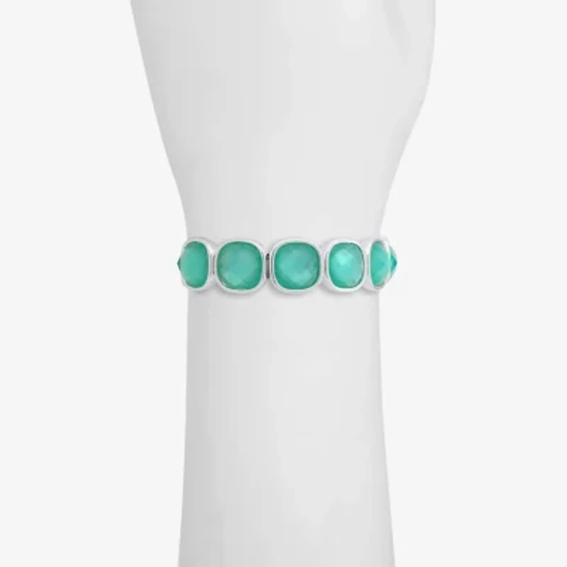 Monet Jewelry Womens Glass Cushion Stretch Bracelet