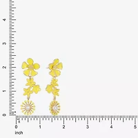 Liz Claiborne Womens Simulated Pearl Flower Hypoallergenic Drop Earrings