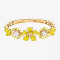 Liz Claiborne Womens Simulated Pearl Flower Stretch Bracelet