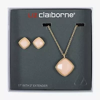 Liz Claiborne Pendant Necklace & Stud Earring Womens Square Cushion Hypoallergenic 2-pc. Jewelry Set