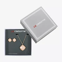 Liz Claiborne Pendant Necklace & Stud Earring Womens Square Cushion Hypoallergenic 2-pc. Jewelry Set