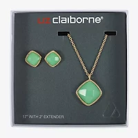 Liz Claiborne Pendant Necklace & Stud Earring Womens Square Cushion Hypoallergenic 2-pc. Jewelry Set