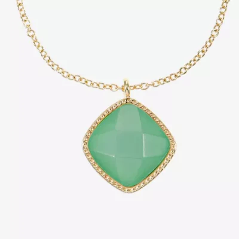 Liz Claiborne Pendant Necklace & Stud Earring Womens Square Cushion Hypoallergenic 2-pc. Jewelry Set