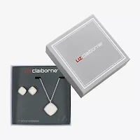 Liz Claiborne Pendant Necklace & Stud Earring Womens Square Cushion Hypoallergenic 2-pc. Jewelry Set