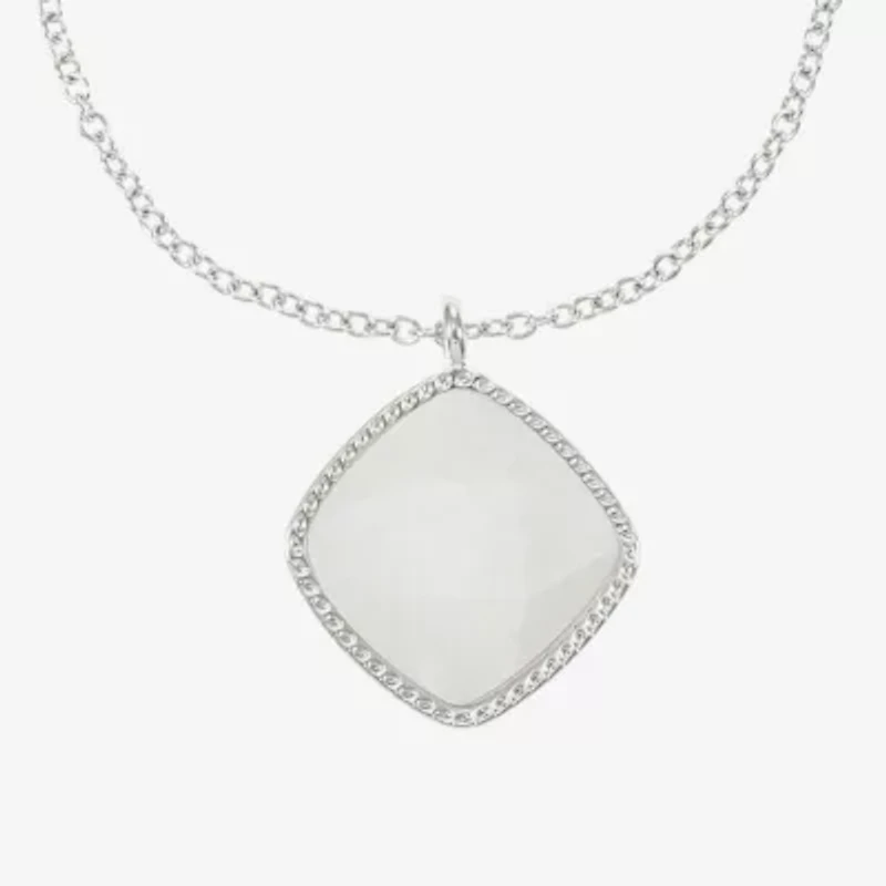 Liz Claiborne Pendant Necklace & Stud Earring Womens Square Cushion Hypoallergenic 2-pc. Jewelry Set