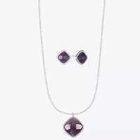 Liz Claiborne Womens Turquoise Square Cushion Hypoallergenic 2-pc. Jewelry Set