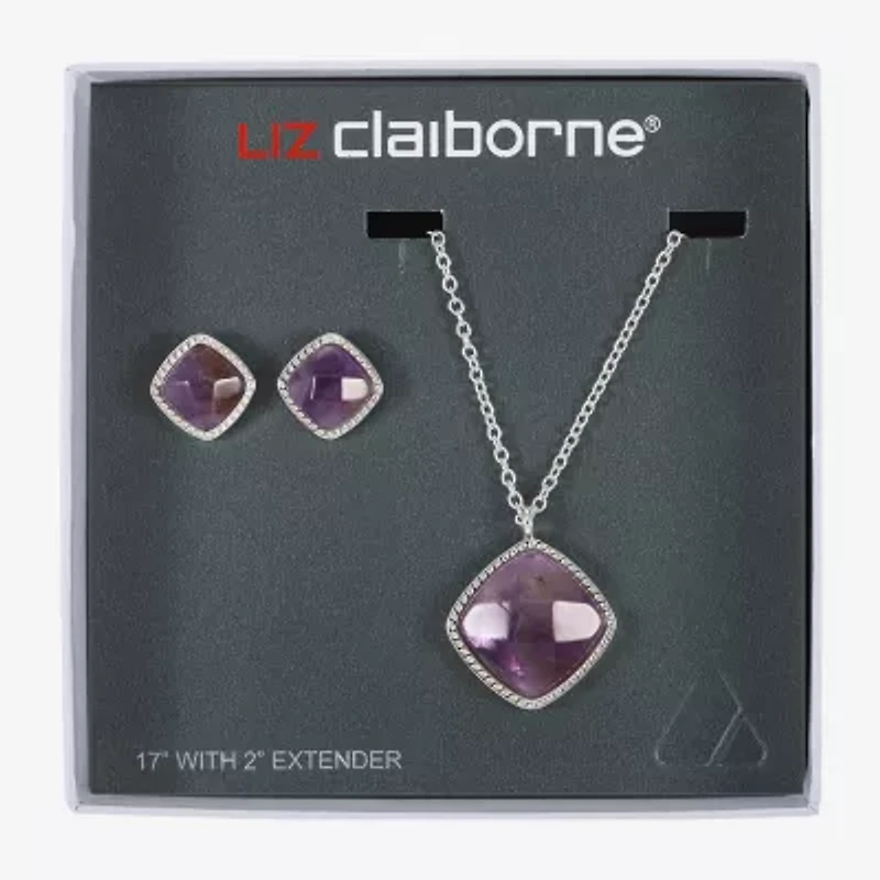 Liz Claiborne Womens Turquoise Square Cushion Hypoallergenic 2-pc. Jewelry Set