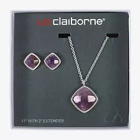 Liz Claiborne Womens Turquoise Square Cushion Hypoallergenic 2-pc. Jewelry Set