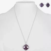 Liz Claiborne Womens Turquoise Square Cushion Hypoallergenic 2-pc. Jewelry Set
