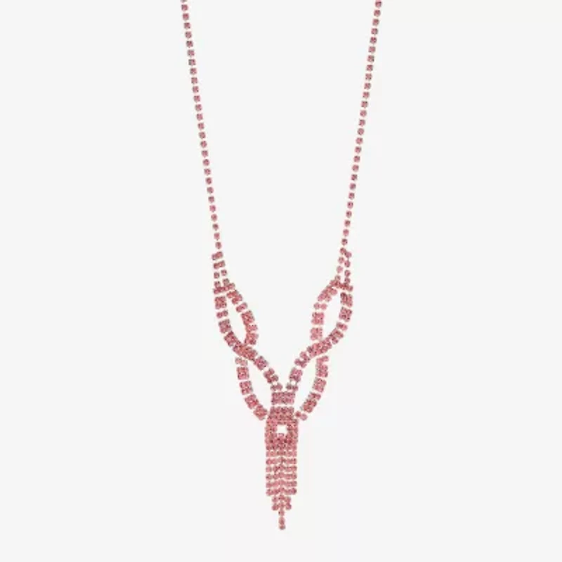 Monet Jewelry Timeless Silver Tone Womens Glass 17 Inch Y Necklace