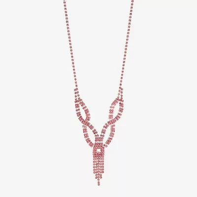 Monet Jewelry Timeless Silver Tone Womens Glass 17 Inch Y Necklace