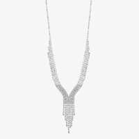 Monet Jewelry Timeless Silver Tone Womens Glass 17 Inch Y Necklace