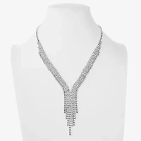 Monet Jewelry Timeless Silver Tone Womens Glass 17 Inch Y Necklace