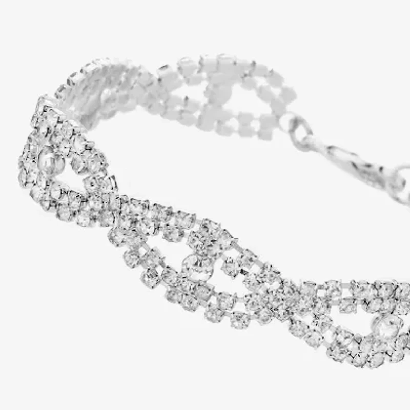 Monet Jewelry Timeless Silver Tone Womens Glass Strand Bracelet