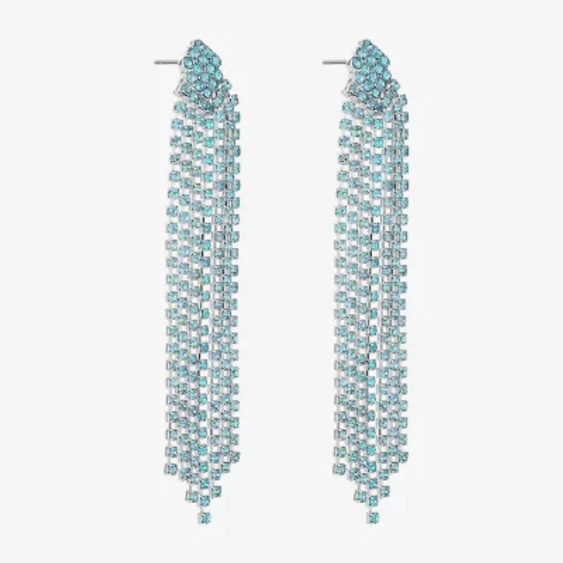 Monet Jewelry Timeless Silver Tone Womens Glass Hypoallergenic Chandelier Earrings