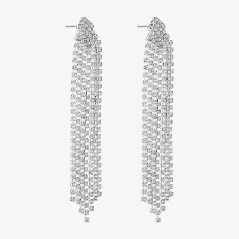 Monet Jewelry Timeless Silver Tone Womens Glass Hypoallergenic Chandelier Earrings