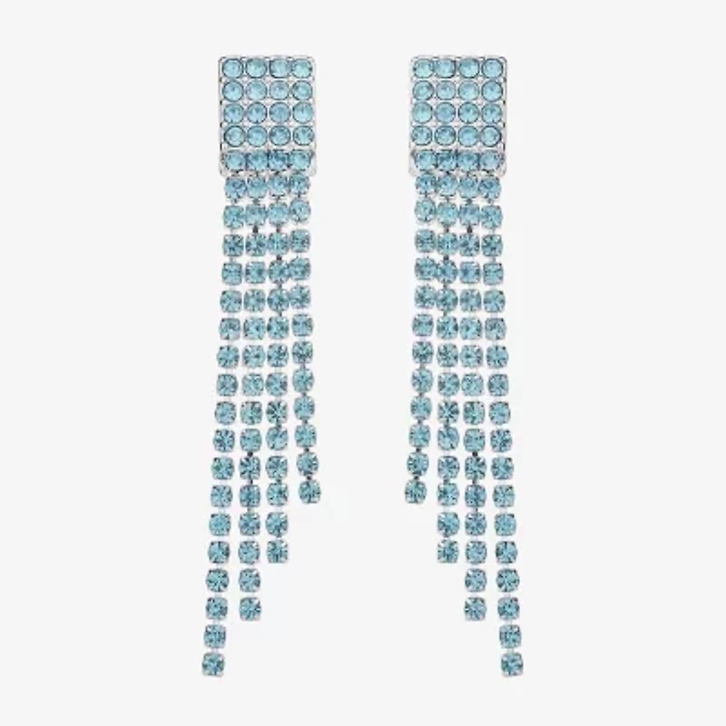 Monet Jewelry Timeless Silver Tone Womens Glass Hypoallergenic Chandelier Earrings