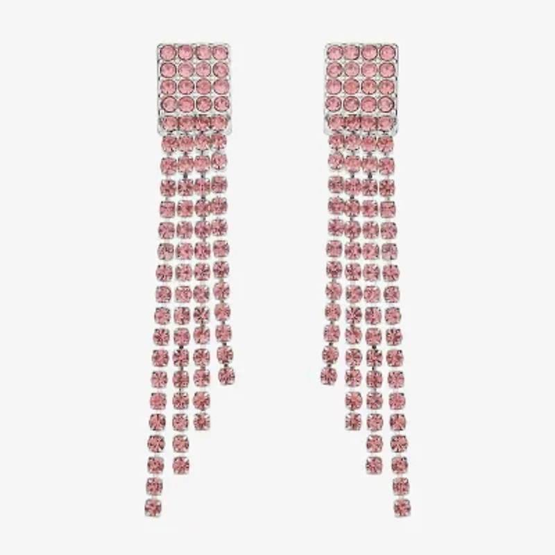 Monet Jewelry Timeless Silver Tone Womens Glass Hypoallergenic Chandelier Earrings