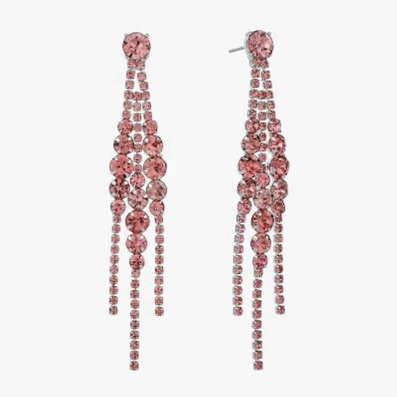 Monet Jewelry Timeless Silver Tone Womens Glass Hypoallergenic Chandelier Earrings