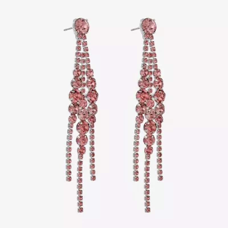 Monet Jewelry Timeless Silver Tone Womens Glass Hypoallergenic Chandelier Earrings