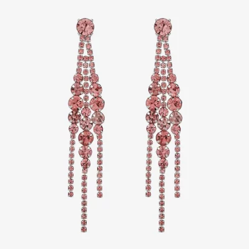 Monet Jewelry Timeless Silver Tone Womens Glass Hypoallergenic Chandelier Earrings