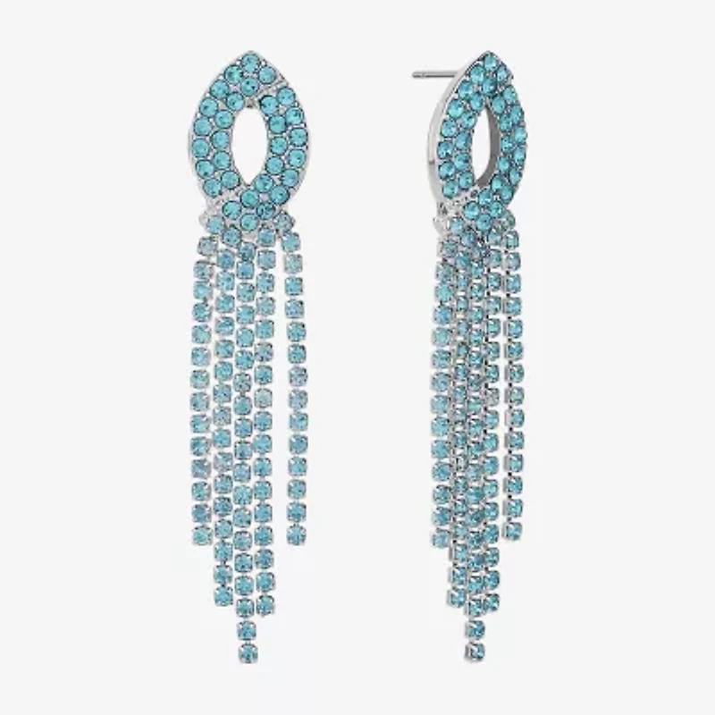 Monet Jewelry Timeless Silver Tone Womens Glass Hypoallergenic Chandelier Earrings