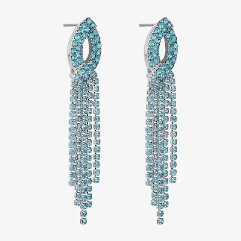 Monet Jewelry Timeless Silver Tone Womens Glass Hypoallergenic Chandelier Earrings