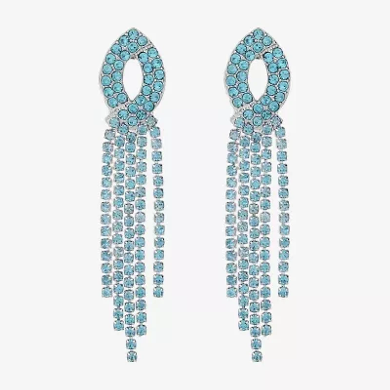 Monet Jewelry Timeless Silver Tone Womens Glass Hypoallergenic Chandelier Earrings