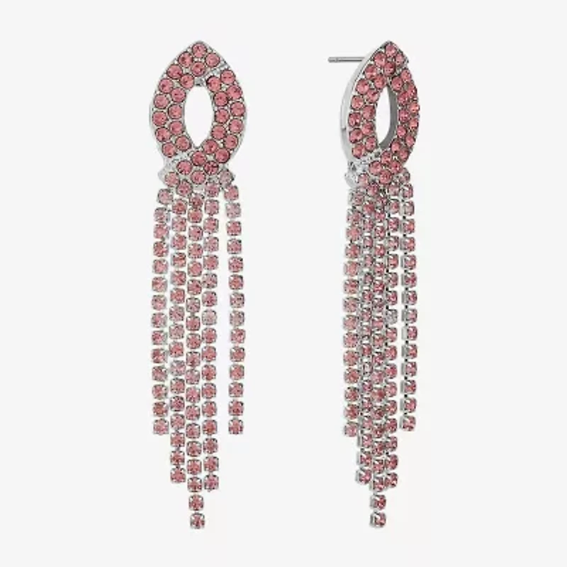 Monet Jewelry Timeless Silver Tone Womens Glass Hypoallergenic Chandelier Earrings