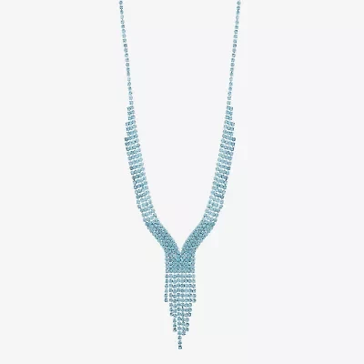 Monet Jewelry Timeless Silver Tone Womens Glass 17 Inch Y Necklace