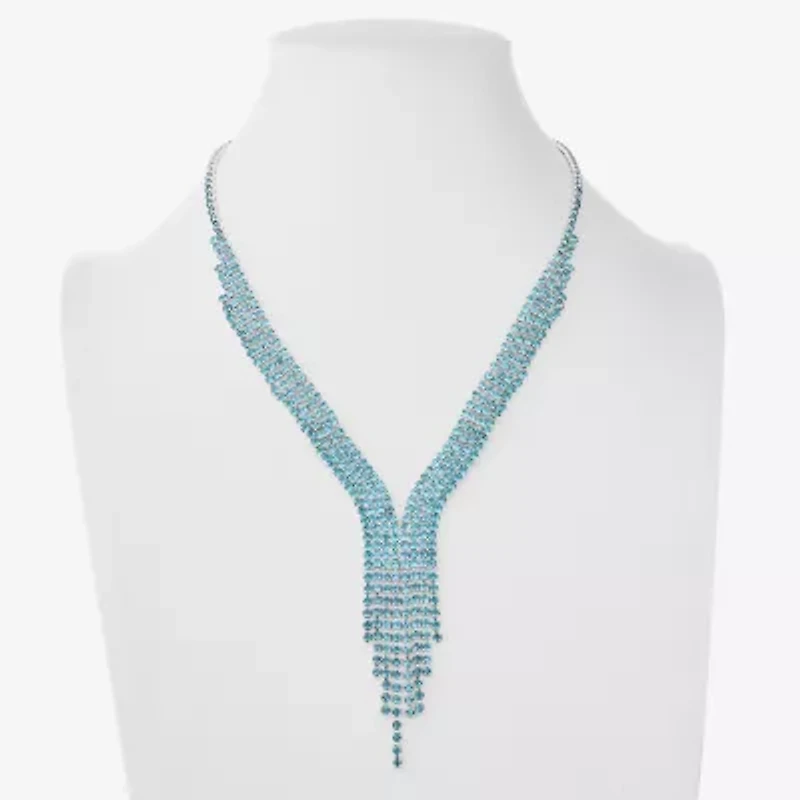 Monet Jewelry Timeless Silver Tone Womens Glass 17 Inch Y Necklace
