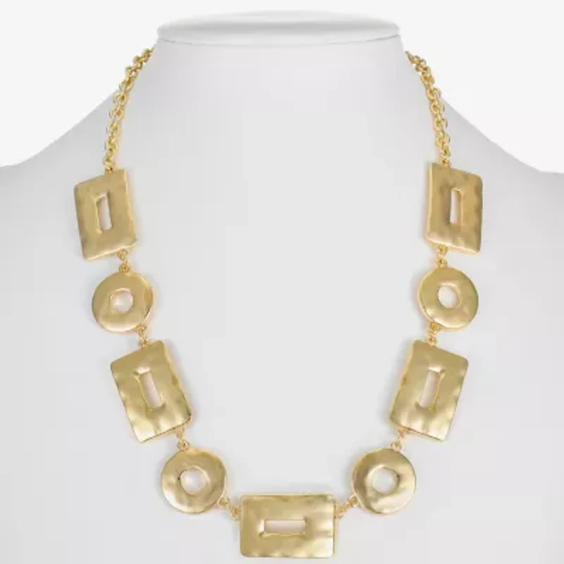 Liz Claiborne Hammered Womens 17 Inch Collar Necklace
