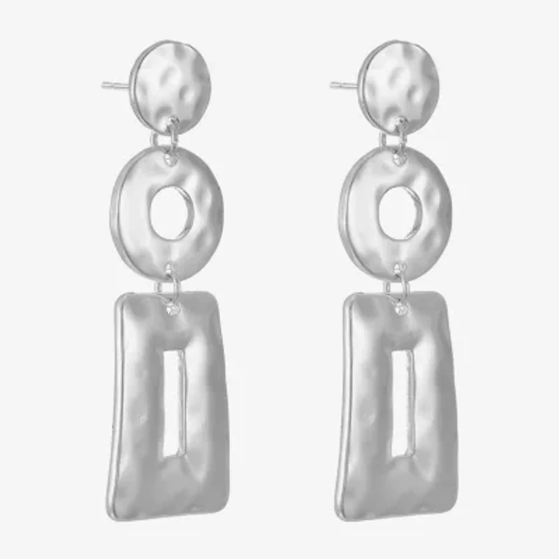 Liz Claiborne Hammered Womens Hypoallergenic Drop Earrings