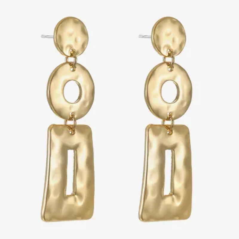 Liz Claiborne Hammered Womens Hypoallergenic Drop Earrings