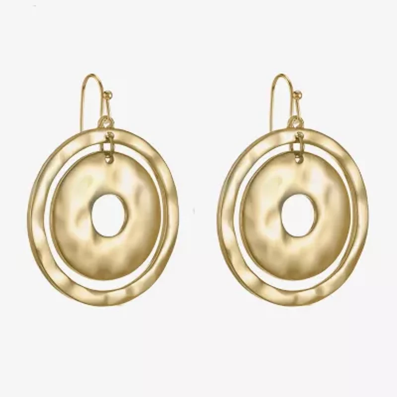 Liz Claiborne Hammered Womens Drop Earrings