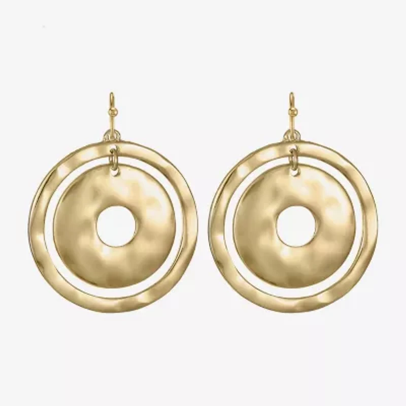 Liz Claiborne Hammered Womens Drop Earrings