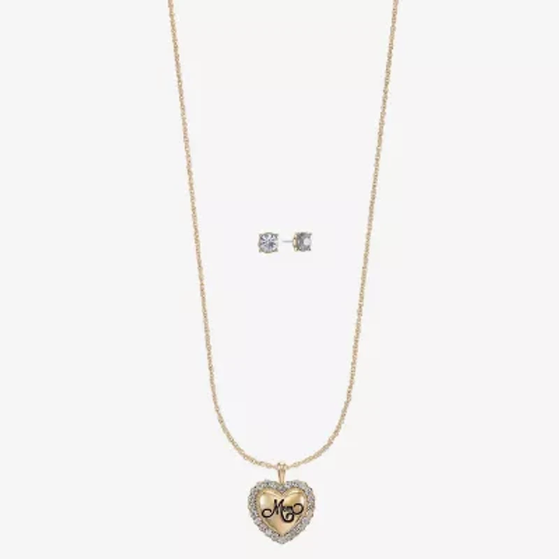 Monet Jewelry Gold Tone Mom Womens Glass Heart 2-pc. Jewelry Set
