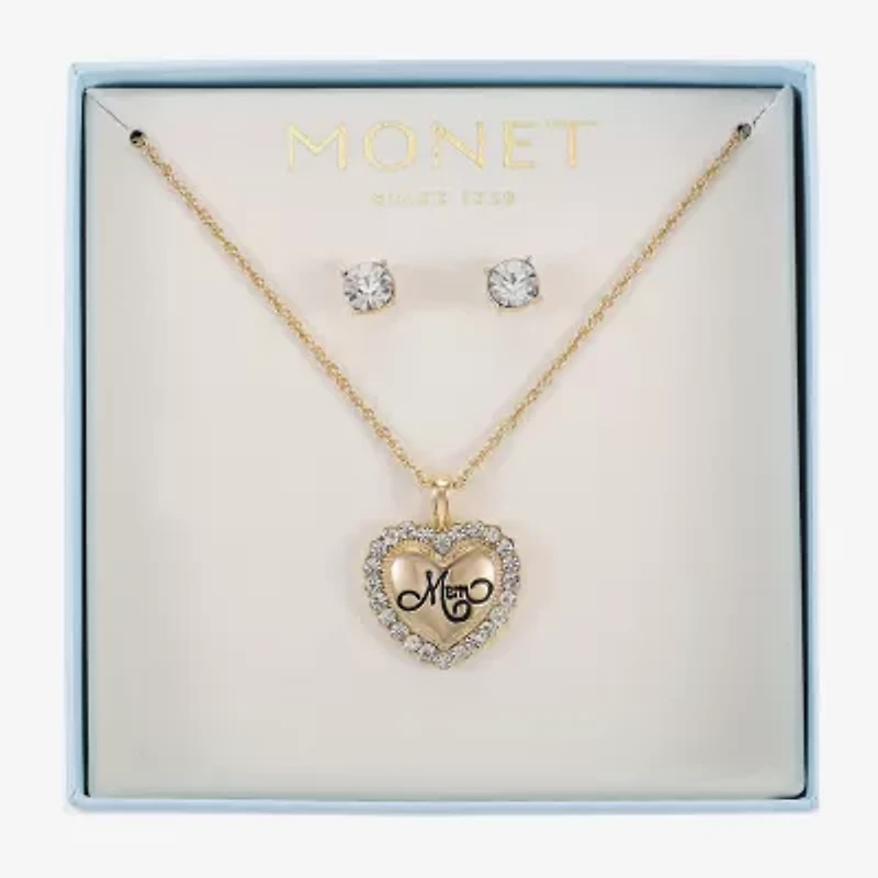 Monet Jewelry Gold Tone Mom Womens Glass Heart 2-pc. Jewelry Set
