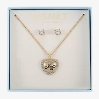 Monet Jewelry Gold Tone Mom Womens Glass Heart 2-pc. Jewelry Set
