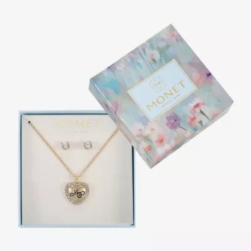 Monet Jewelry Gold Tone Mom Womens Glass Heart 2-pc. Jewelry Set