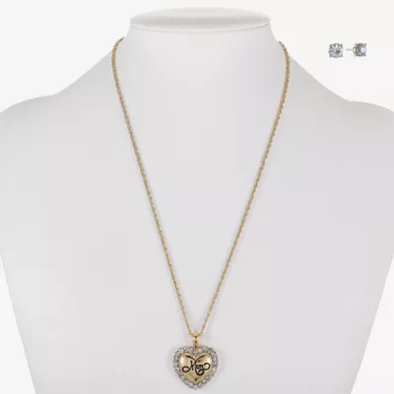 Monet Jewelry Gold Tone Mom Womens Glass Heart 2-pc. Jewelry Set
