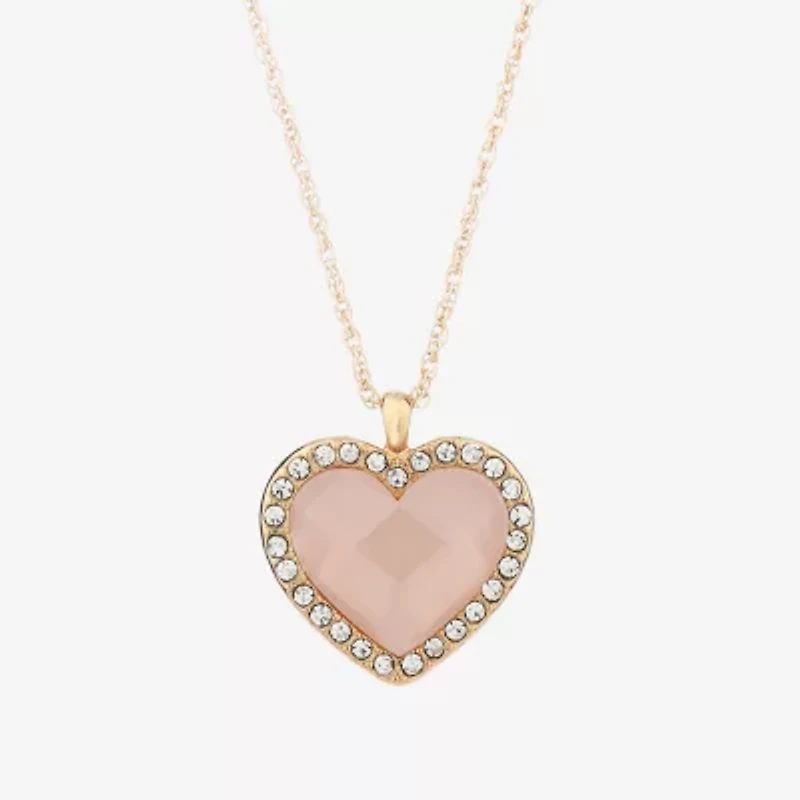Monet Jewelry Gold Tone Womens Pink Glass Heart 2-pc. Jewelry Set
