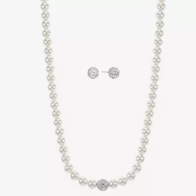 Monet Jewelry Gold Tone Womens White Glass Simulated Pearl Round 2-pc. Jewelry Set